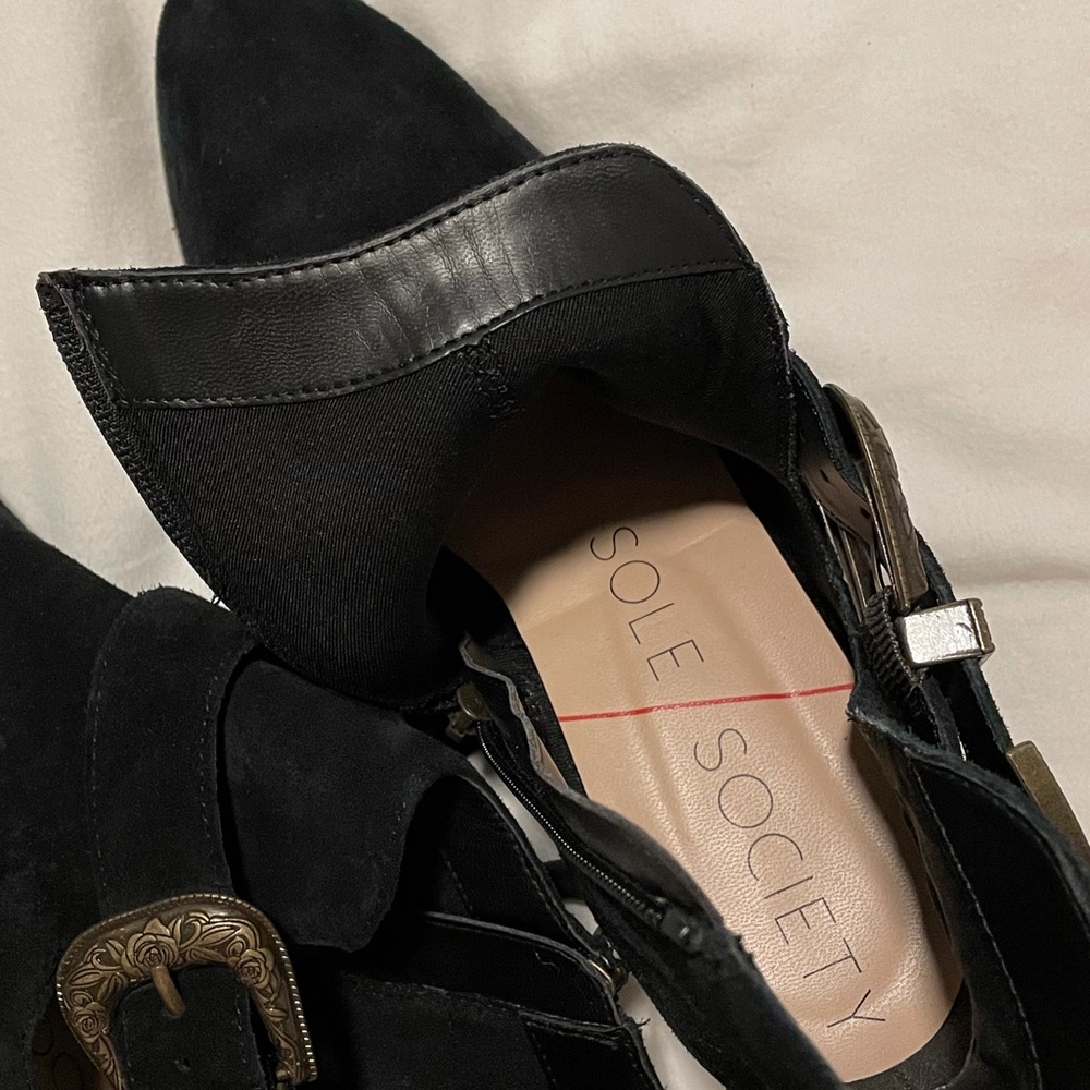 Black ankle booties with western buckle detail - Picture 3 of 3